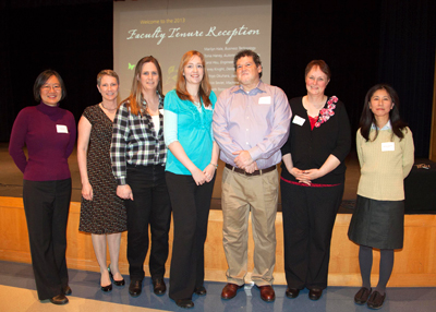 Clark College honored newly tenured faculty members (left to right) Carol Hsu, Honey Knight, Tonia Haney, Elizabeth Torgerson, Patricio Sevier, Marilyn Hale, and Michiyo Okuhara.