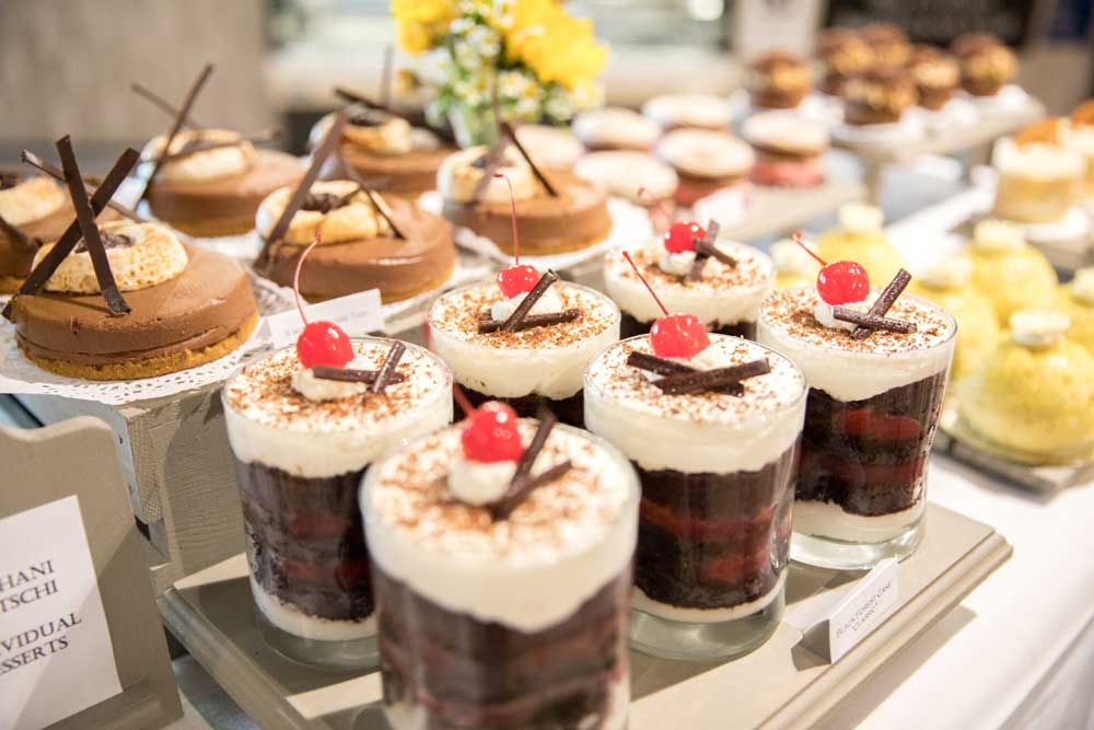 A display of sweet desserts made by a Professional Baking and Pastry Arts student at a student showcase