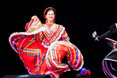 A dancer in red