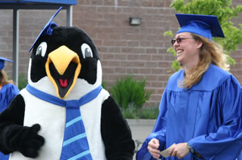 Clark College mascot Oswald salutes the graduating class of 2006.