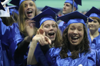 Graduates cheer and celebrate