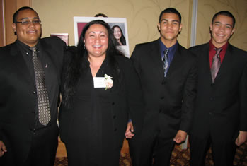 Former Clark College staff member Elizabeth Asahi Sato is joined by her sons at the 2008 Women of Achievement celebration.